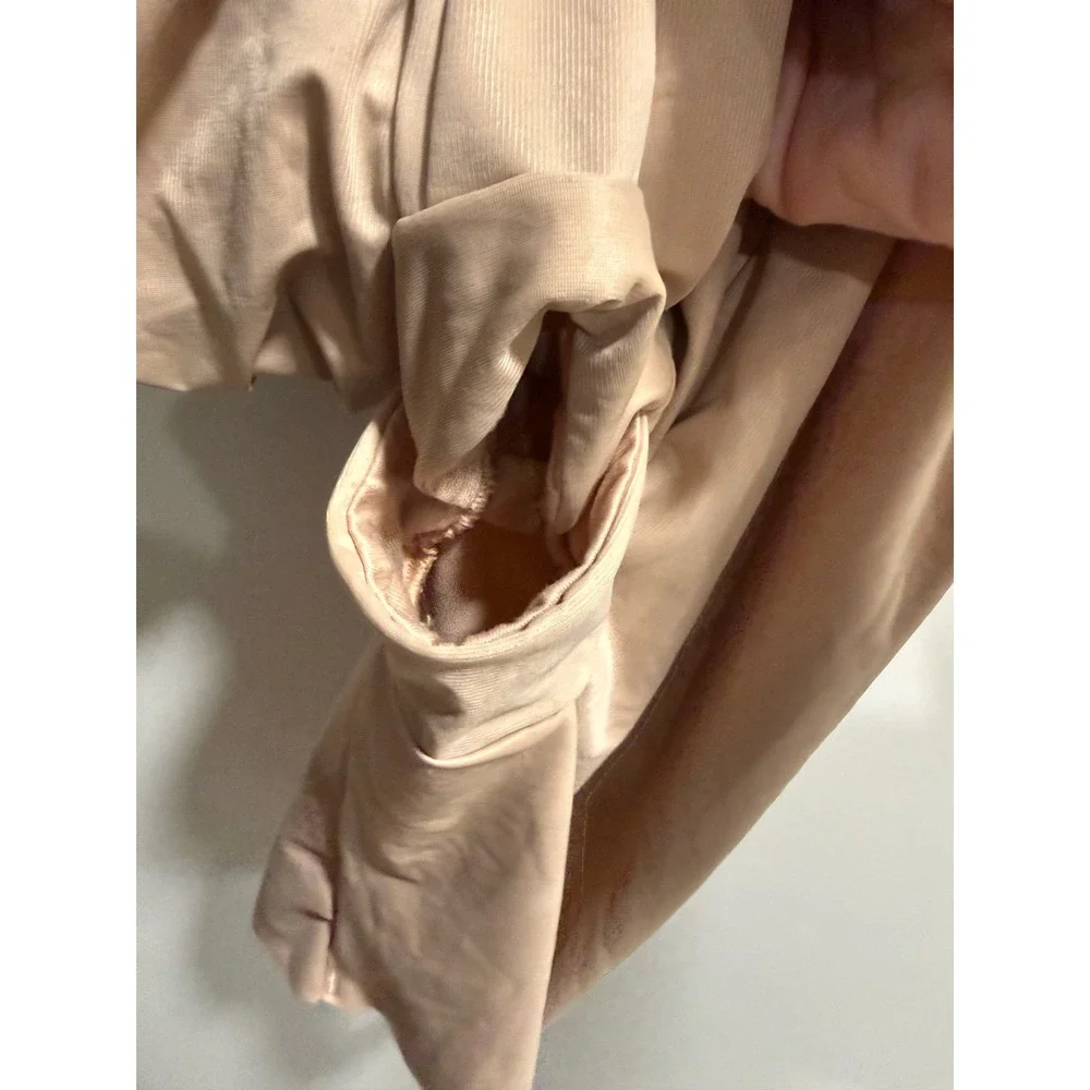 Red Hot by Spanx Womens Beige Mid Thigh Convertible Bodysuit Shapewear Small